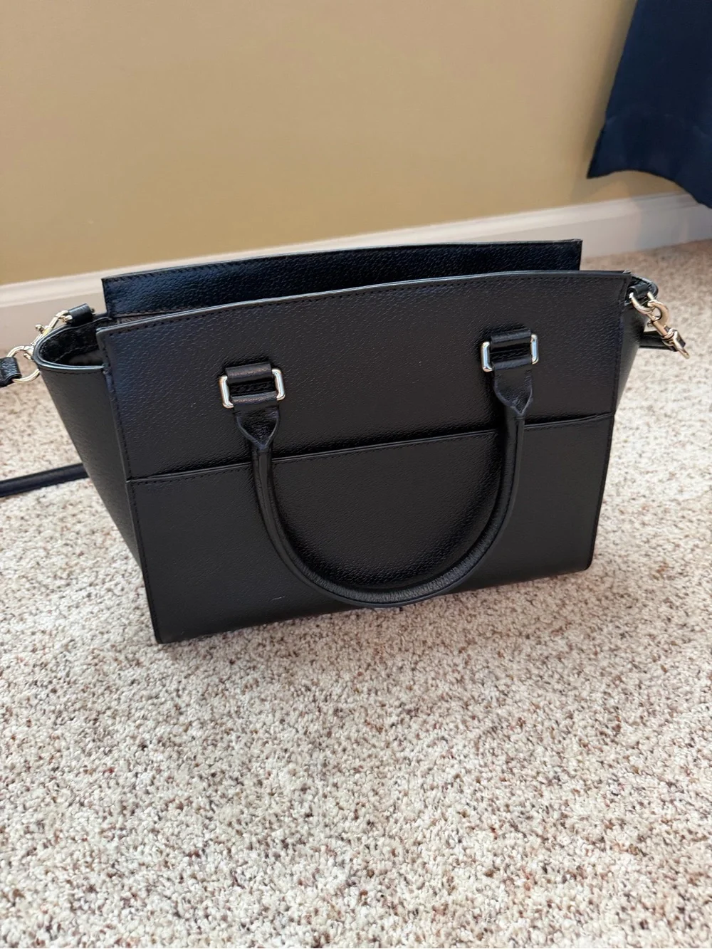 kate spade Black Pebbled Leather Satchel with Top Handles